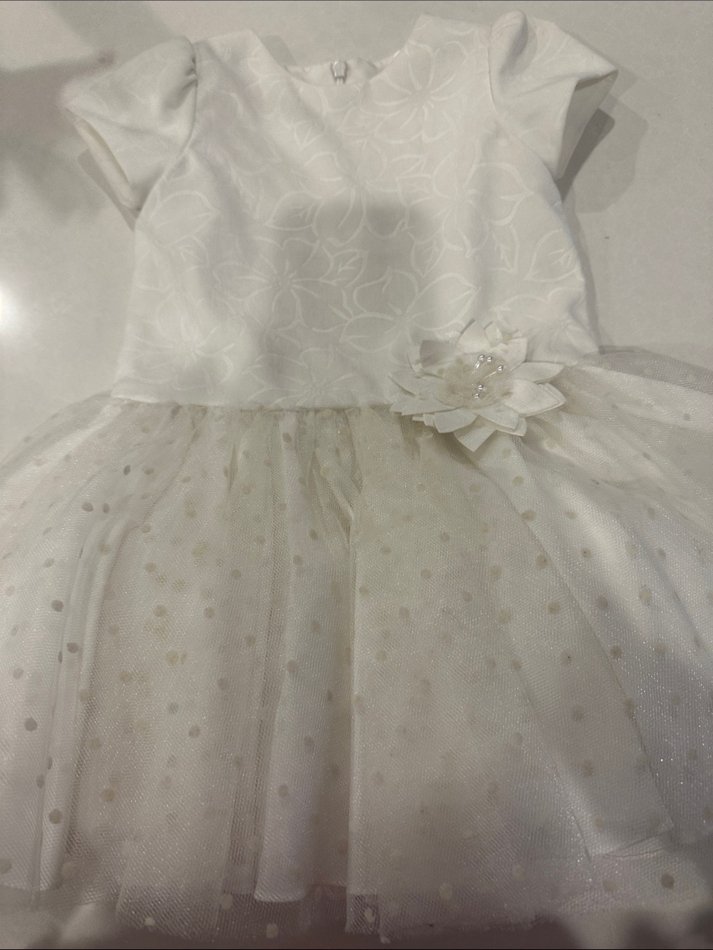 Sarah Louise White Girls Party Dress with Floral Bodice